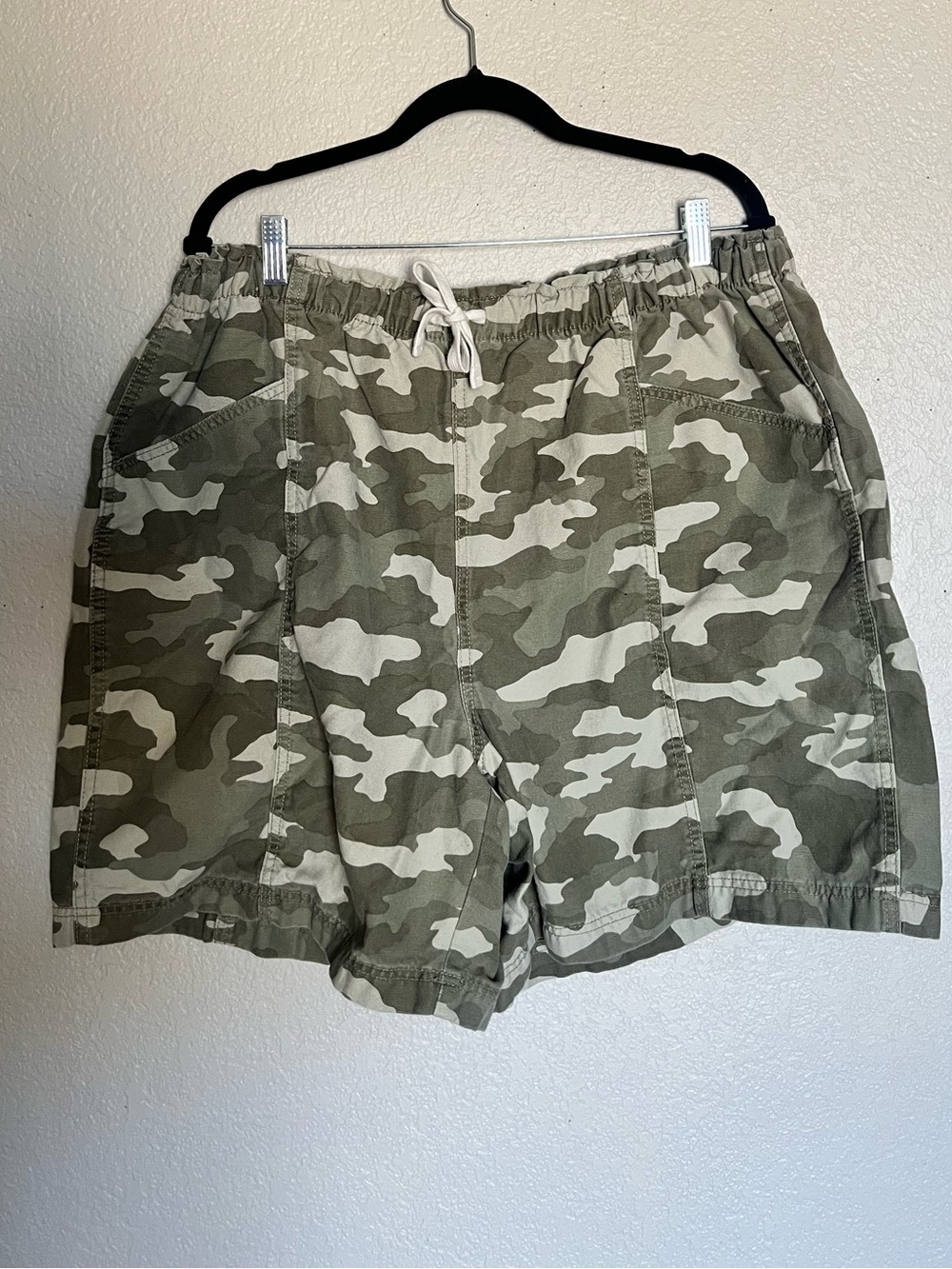 Aerie Oversized Cargo Shorts XL Camouflage Drawstring Utility Y2K Streetwear